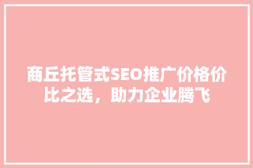 商丘托管式SEO推广价格价比之选，助力企业腾飞 搜狗优化