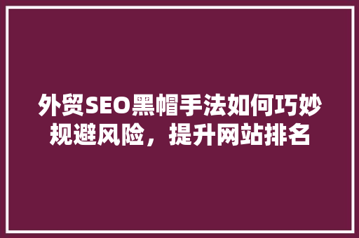 外贸SEO黑帽手法如何巧妙规避风险，提升网站排名 搜狗优化