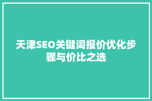 天津SEO关键词报价优化步骤与价比之选