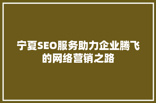 宁夏SEO服务助力企业腾飞的网络营销之路