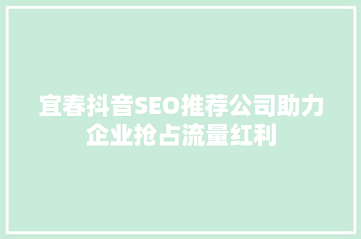宜春抖音SEO推荐公司助力企业抢占流量红利 百度算法