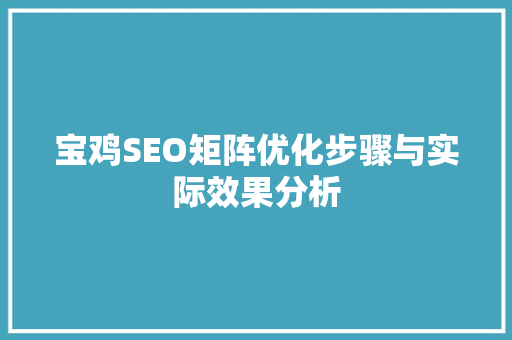 宝鸡SEO矩阵优化步骤与实际效果分析