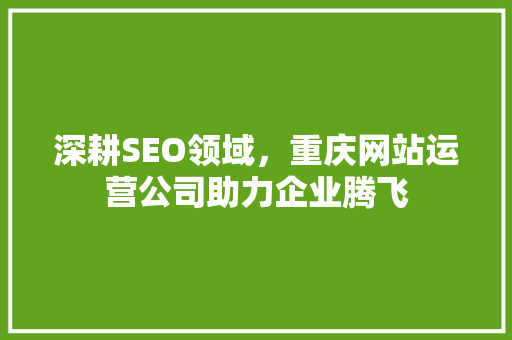 深耕SEO领域，重庆网站运营公司助力企业腾飞