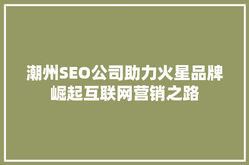 潮州SEO公司助力火星品牌崛起互联网营销之路