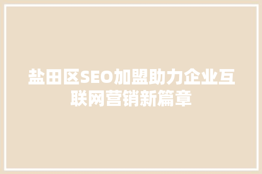 盐田区SEO加盟助力企业互联网营销新篇章