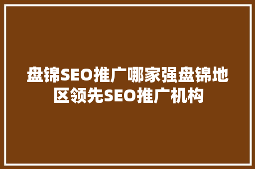 盘锦SEO推广哪家强盘锦地区领先SEO推广机构 网站开发