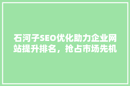 石河子SEO优化助力企业网站提升排名，抢占市场先机