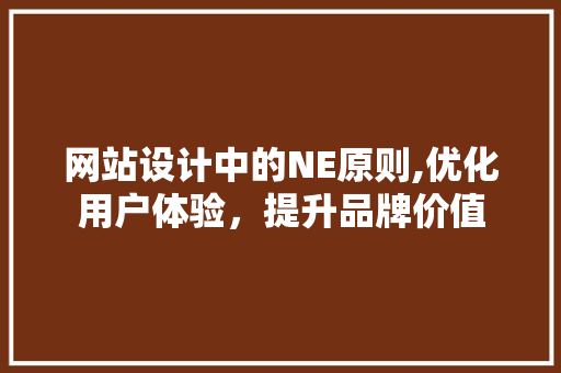 网站设计中的NE原则,优化用户体验，提升品牌价值 网站设计中的NE原则,优化用户体验，提升品牌价值 头条优化
