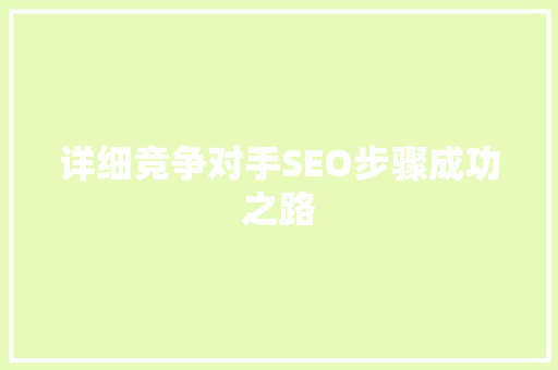 详细竞争对手SEO步骤成功之路
