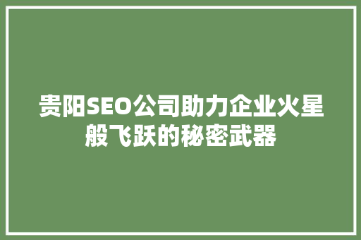 贵阳SEO公司助力企业火星般飞跃的秘密武器 小程序开发