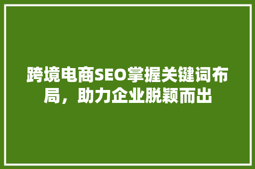 跨境电商SEO掌握关键词布局，助力企业脱颖而出