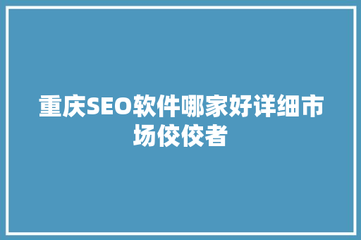 重庆SEO软件哪家好详细市场佼佼者