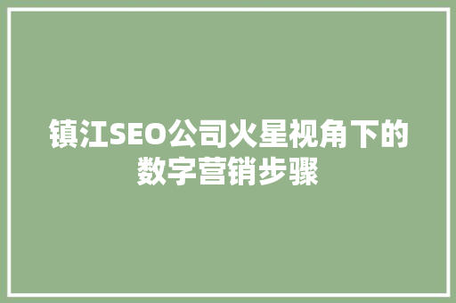 镇江SEO公司火星视角下的数字营销步骤