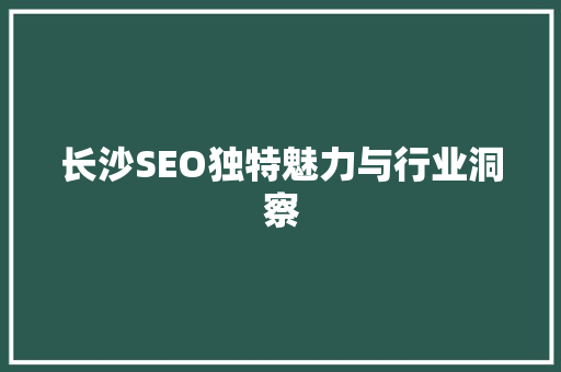 长沙SEO独特魅力与行业洞察
