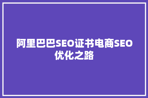 阿里巴巴SEO证书电商SEO优化之路