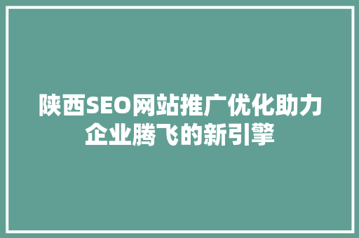 陕西SEO网站推广优化助力企业腾飞的新引擎