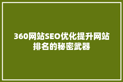 360网站SEO优化提升网站排名的秘密武器