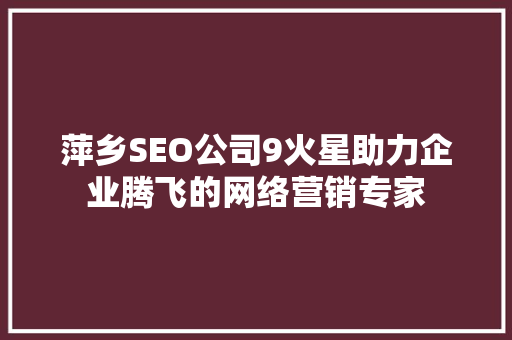 萍乡SEO公司9火星助力企业腾飞的网络营销专家
