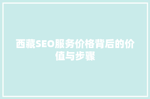 西藏SEO服务价格背后的价值与步骤