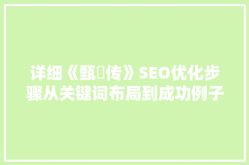 详细《甄嬛传》SEO优化步骤从关键词布局到成功例子分析 网站优化