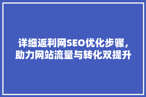 详细返利网SEO优化步骤，助力网站流量与转化双提升