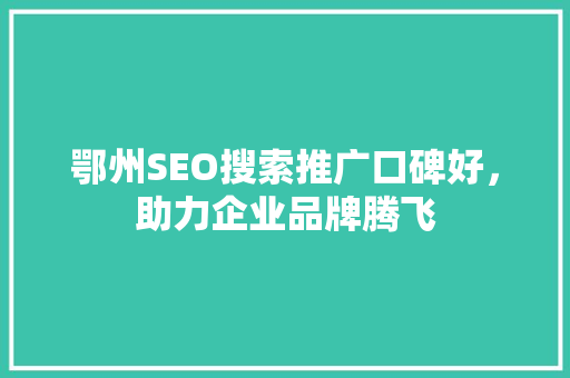 鄂州SEO搜索推广口碑好，助力企业品牌腾飞 英文谷歌算法
