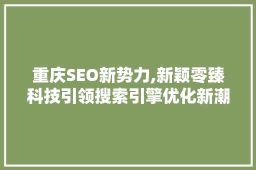 重庆SEO新势力,新颖零臻科技引领搜索引擎优化新潮流