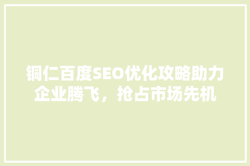 铜仁百度SEO优化攻略助力企业腾飞，抢占市场先机