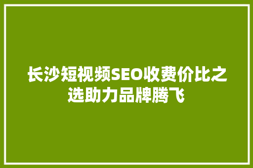 长沙短视频SEO收费价比之选助力品牌腾飞