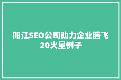 阳江SEO公司助力企业腾飞20火星例子