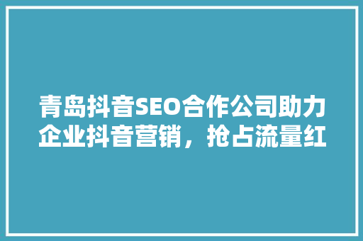 青岛抖音SEO合作公司助力企业抖音营销，抢占流量红利