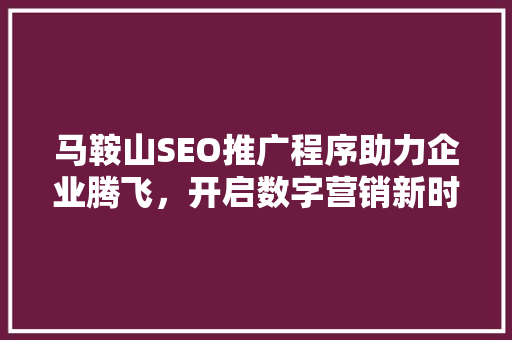 马鞍山SEO推广程序助力企业腾飞，开启数字营销新时代 英文谷歌算法