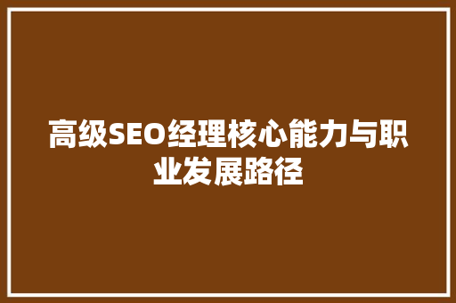 高级SEO经理核心能力与职业发展路径