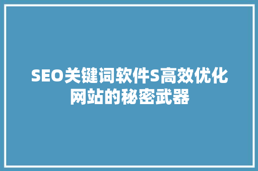 SEO关键词软件S高效优化网站的秘密武器