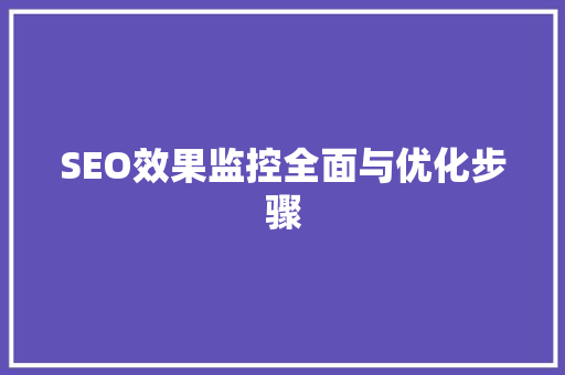 SEO效果监控全面与优化步骤 英文谷歌算法