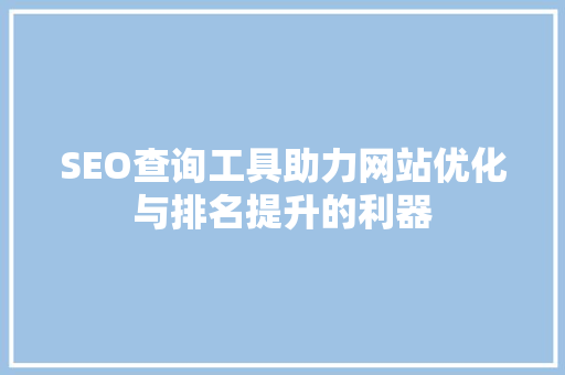 SEO查询工具助力网站优化与排名提升的利器