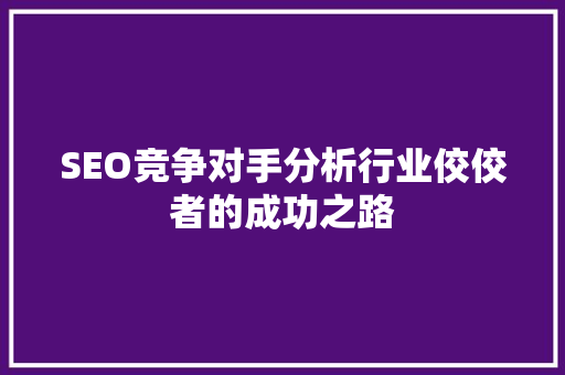 SEO竞争对手分析行业佼佼者的成功之路 小程序开发