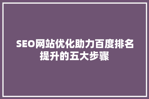 SEO网站优化助力百度排名提升的五大步骤 英文谷歌算法