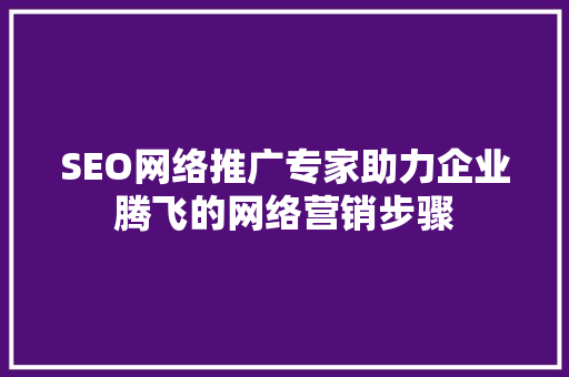 SEO网络推广专家助力企业腾飞的网络营销步骤