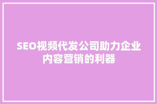 SEO视频代发公司助力企业内容营销的利器 英文谷歌算法
