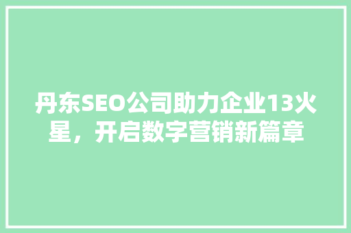 丹东SEO公司助力企业13火星，开启数字营销新篇章