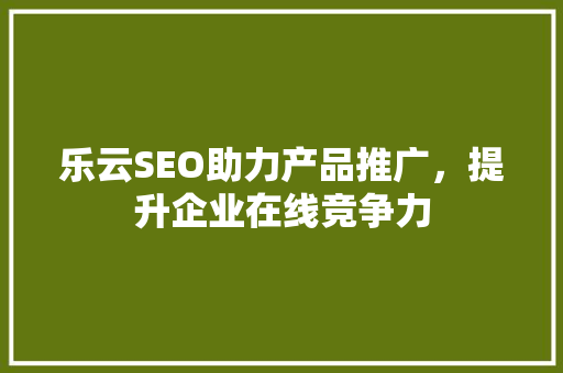 乐云SEO助力产品推广，提升企业在线竞争力 小程序开发