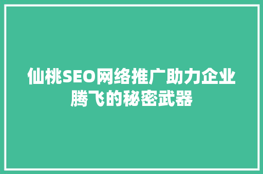 仙桃SEO网络推广助力企业腾飞的秘密武器