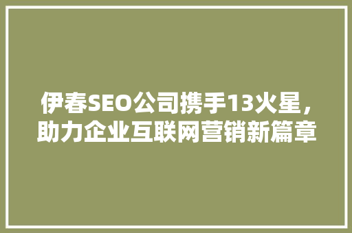 伊春SEO公司携手13火星，助力企业互联网营销新篇章