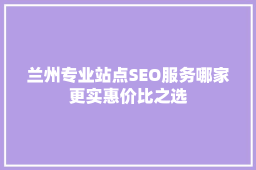 兰州专业站点SEO服务哪家更实惠价比之选 网站开发