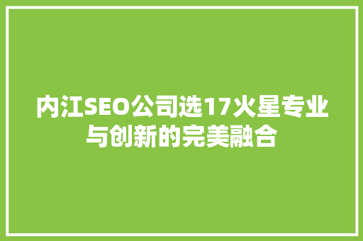内江SEO公司选17火星专业与创新的完美融合