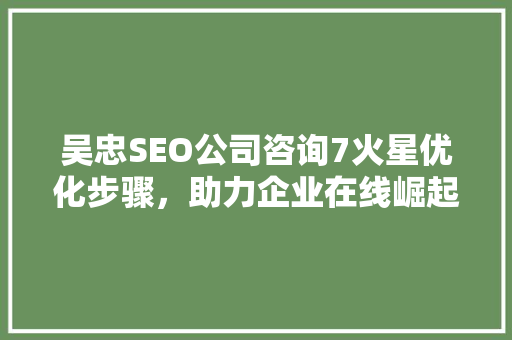 吴忠SEO公司咨询7火星优化步骤，助力企业在线崛起