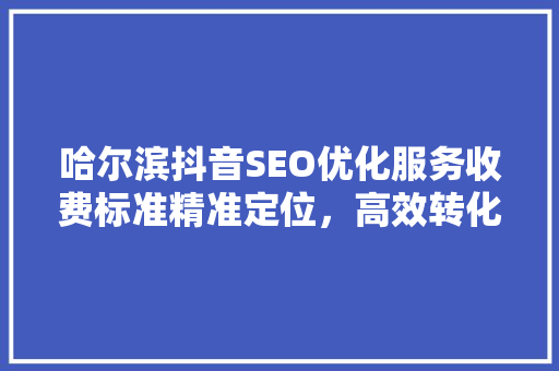 哈尔滨抖音SEO优化服务收费标准精准定位，高效转化