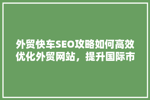 外贸快车SEO攻略如何高效优化外贸网站，提升国际市场竞争力