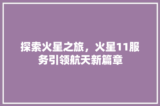 探索火星之旅，火星11服务引领航天新篇章